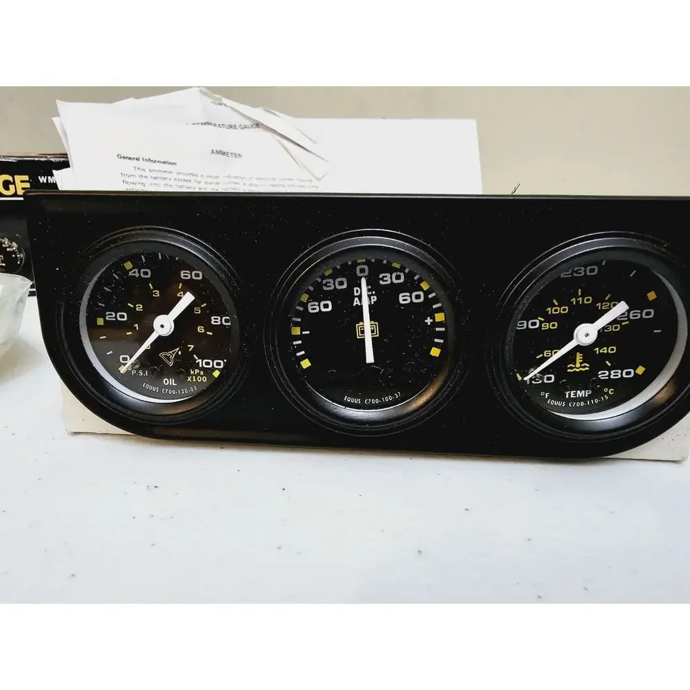 Equus Micro Gauge WM-260 AMMETER - WATER TEMP - PSI OIL PRESSURE Triple Gauge